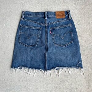 Levi's Classic Blue Frayed Denim Skirt